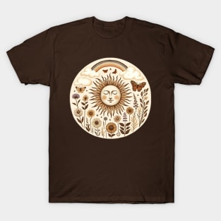 Celestial Serenity - Vintage Sun and Nature Illustration T-Shirt